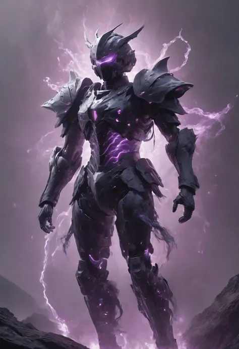 This creature appears as a body of translucent dark gray, black and purple energy with small motes of purple light winking in and out of existence along its spherical form. It has a head, neck, chest, but its body ends in a tapered whispy smoke, no legs or...