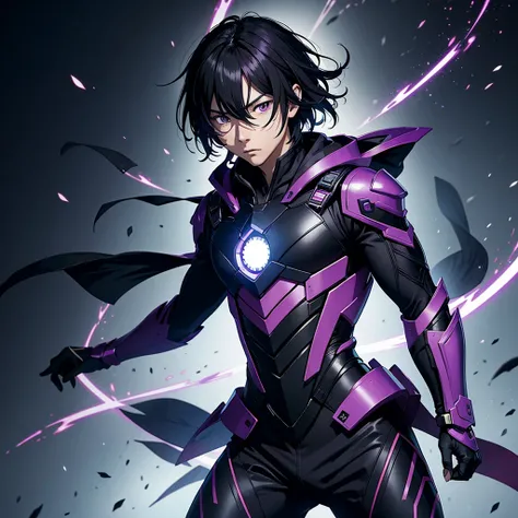 I want to see that the character from the Boku no Hiro movie, the villain called Nine, has his hero suit on.. In black and bright purple 