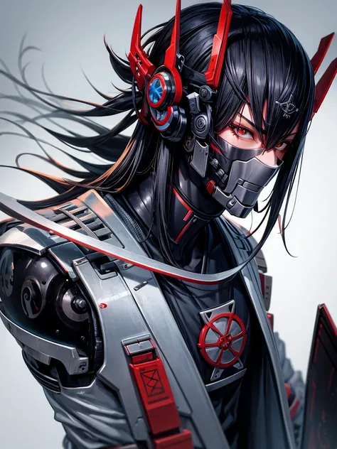 samurai cyborg cyberpunk japanese with futuristic style