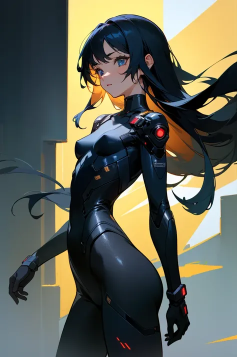 (1girl:1.4) beautiful, perfect eyes, perfect face, perfect lighting, 1girl, long black hair, (small breasts:1.5) medium hips, sci-fi bodysuit, neutral expression, absurdres, [perfect shadows and lighting] detailed background, incredible high-key lighting, ...