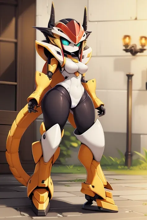 sexrobot, full body, mechanical dragon tail, camel toe, standing 