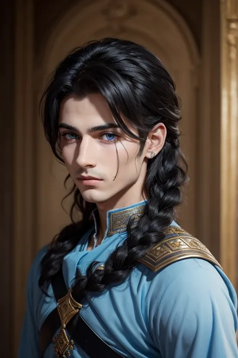 

Prince Syrians was a young warrior. He had some hair on his face and some scars., but he was very beautiful with his black hair and blue eyes.