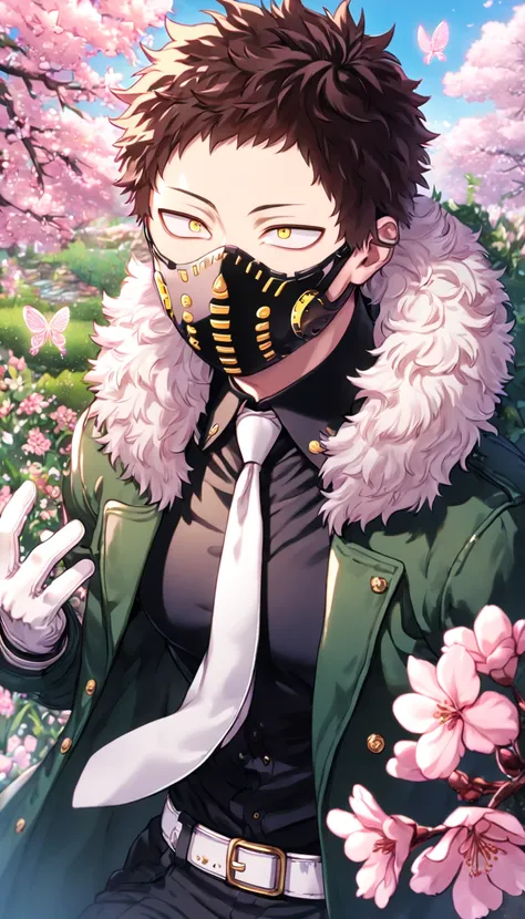 absurdres, highres, ultra detailed, HDR, master piece, best quality, extremely detailed face, delicated features, Overhaul, dark brown hair, short hair, short bangs, expressive yellow eyes, Boku No Hero Academia, solo, sexy man, handsome, manly man, dark g...