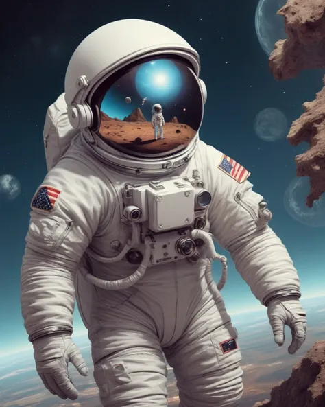 astronaut surreal, cartoon