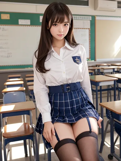 masterpiece,Highest quality,Very detailed,High resolution,(Realistic, photoRealistic:1.37),Excellent anatomy, One beautiful woman,20-year-old,Height: 152cm,high school girl,Crying a little,Gravure idol, high school girlの制服,blazer,(shape),Checkered Pleated ...