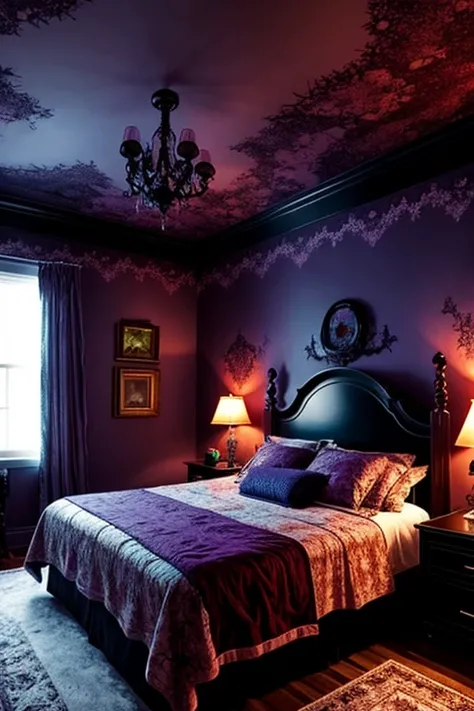 Monstrously beautiful horror house, beautiful colors, bedrooms 