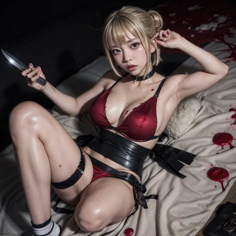 Toga Himiko de, with a knife full of blood