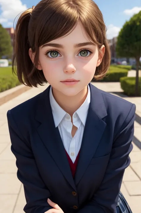 One Girl，(1人のとてもcute女の子:1.3)，masterpiece，Highest quality，High resolution，From below，Low - Angle，Photorealistic，RAW Photos，Ray Tracing，Physically Based Rendering，beautiful girl，(15 years old:1.3)，cute，Round face，Baby Face，Big eyes，(detailed pupils:1.2)，(The...