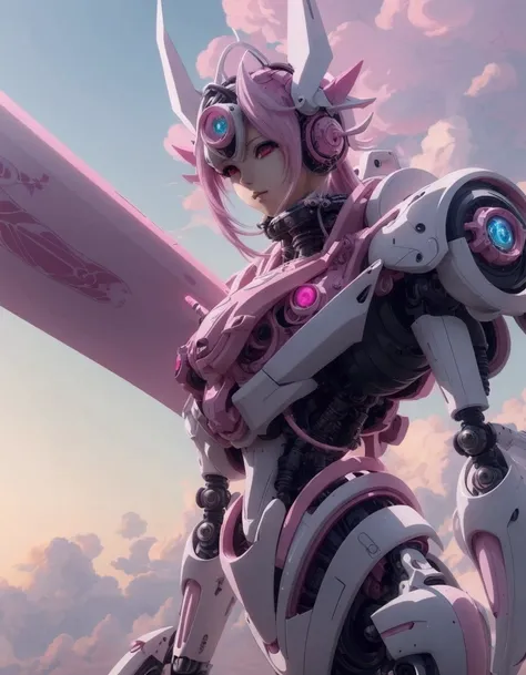 araffes with a pink and white hair and a pink and white helmet, detailed digital anime art, best anime 4k konachan wallpaper, an...