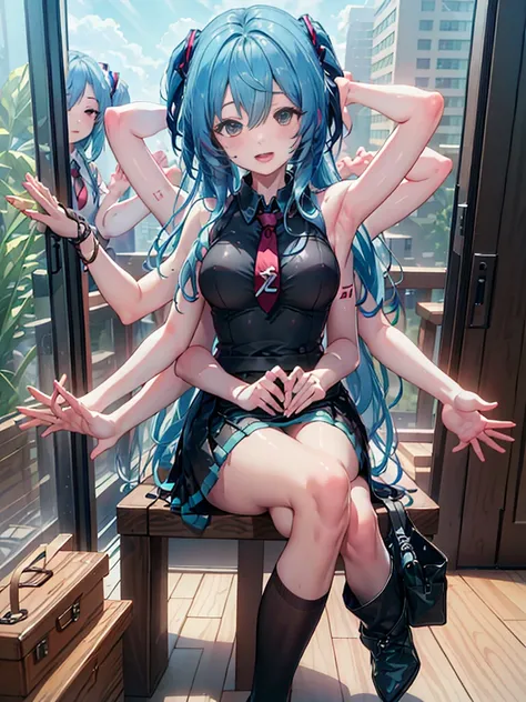 dslr photos, (8ก, 4k, masterpiece),(masterpiece, best quality), best resolution, (3 heads:1.5), hatsune miku, aqua hair, twin ta...