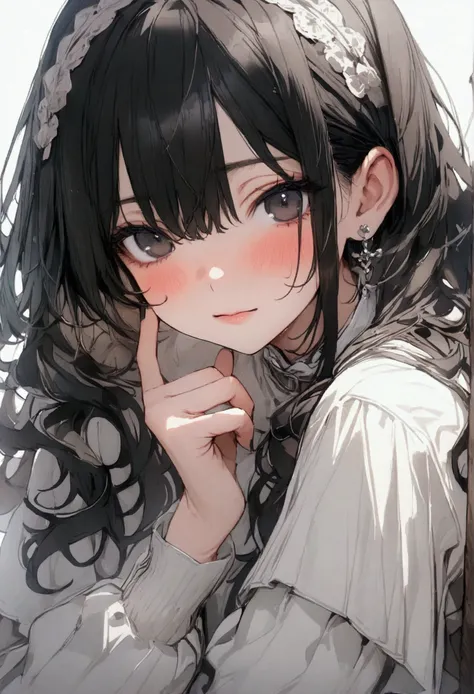 A girl with long black hair and black eyes, aesthetic, best quality, masterpiece, 8k