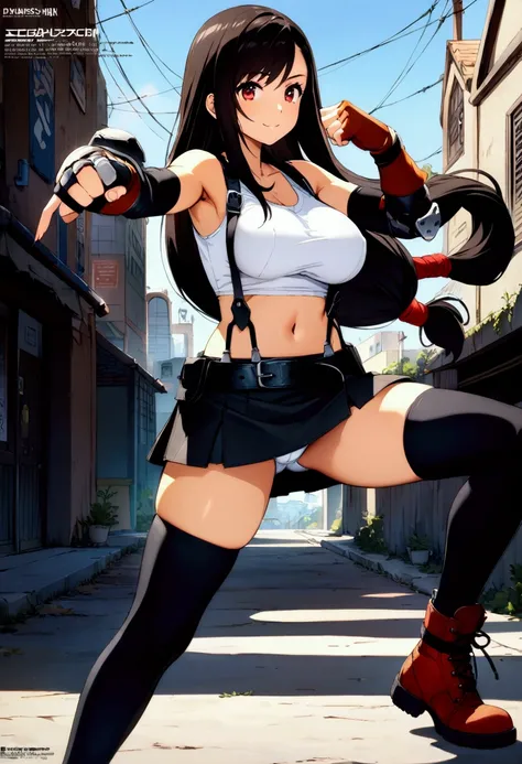 score_9, score_8_up, score_7_up,(best quality,masterpiece),ultra detailed,(aesthetic,very aesthetic),highly detailed),megami_magazine,official art,1girl, tifa lockhart, final fantasy, tareme,black hair, low-tied long hair, red eyes, bangs, white tank top, ...