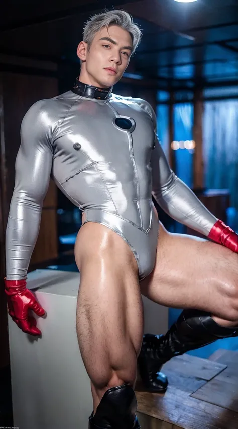 (realistic,hyper-detailed,8k,DC comic superhero,Captain Atom,captainatom),
(silver suit,silversuit),
(red gloves,redgloves),
(red boots,redboots) , unrealistic wide hips , unrealistic wide hips , plump hips ,  snatched waist , stiff nipples , puffy nipples...