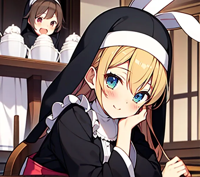 highest quality, tabletop, game cg, (kimono),maid,nuns, bunny, 複数のgirl, 6+girl, bunny ears, rabbit&#39;s tail, 6人のgirl, 6人のgirl,...