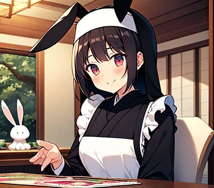 Highest quality, Tabletop, Game CG, (kimono),Maid,Nuns, bunny, 複数のgirl, 6+girl, Bunny ears, Rabbit&#39;s Tail, 6人のgirl, 6人のgirl, lureする, obscene, desire, lure, (Stir),