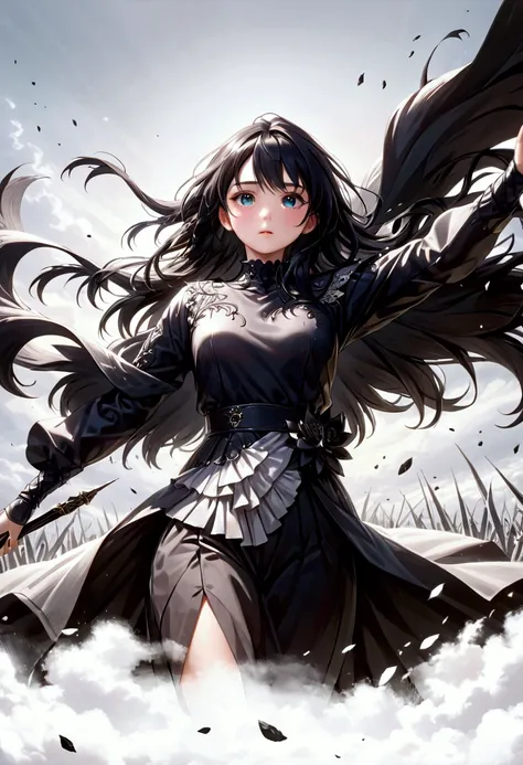 anime girl, 1girl, black hair, detailed digital anime art, anime epic artwork, detailed anime art, beautiful detailed eyes, beautiful detailed lips, extremely detailed eyes and face, long eyelashes, (best quality, 4k, 8k, highres, masterpiece:1.2), ultra-d...