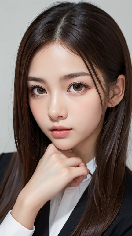 One Girl，(1人のとてもcute女の子:1.3)，masterpiece，Highest quality，High resolution，beautiful girl，(18-year-old:1.3)，cute，Big eyes，(Detailed pupil:1.2)，(The face is facing straight ahead:1.3)，Body facing forward，Beautiful Nose，Fuller lips，Short black hair，short hair，...