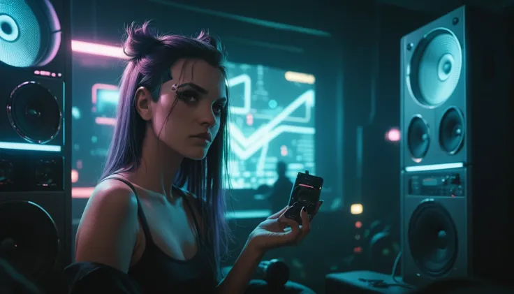 cyberpunk background, Giant Speakers Background, Cyberpunk lighting