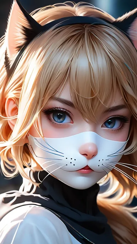 anime girl with a cat mask and a cat face, anime style 4 k, anime art wallpaper 4k, anime art wallpaper 4 k, anime art wallpaper 8 k, stunning anime face portrait, anime wallpaper 4 k, anime wallpaper 4k, clean detailed anime art, extremely detailed artger...