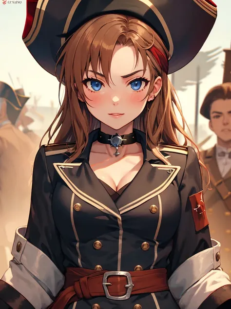 Pirate tactics, cannon, war, (Pirate War:1.5), Misaka Mikoto, 1girl, black choker, uhd, retina, masterpiece, ccurate, anatomically correct, textured skin, super detail, high details, high quality, best quality, highres, 4K