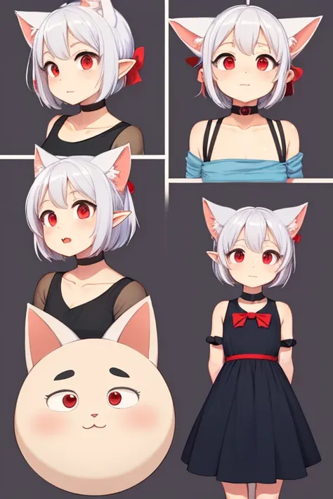 five views，front，side cut，side，back，official art，head to body ratio 1:4，2d character concept design，full body portrait，standing，...