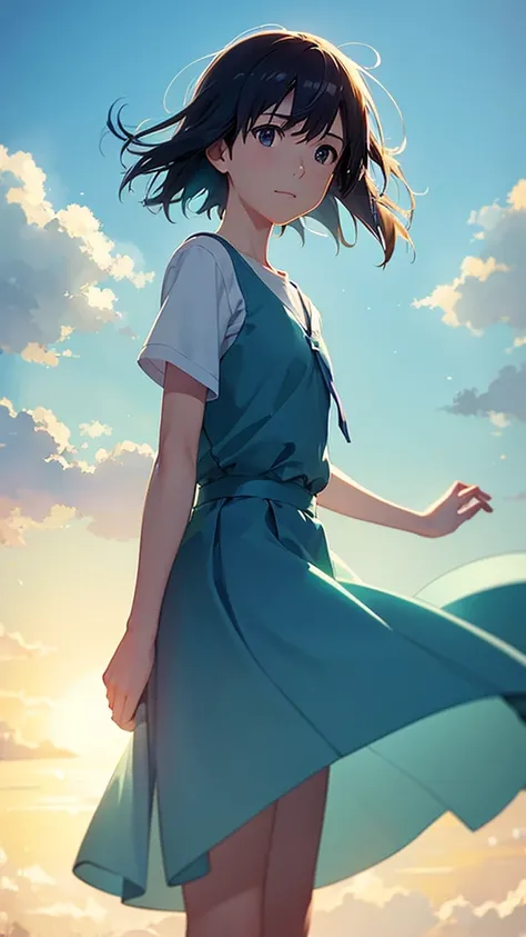 Highest quality、masterpiece、Soft Focus , Bright gradient watercolor , dream-like , White Background、The World of Makoto Shinkai