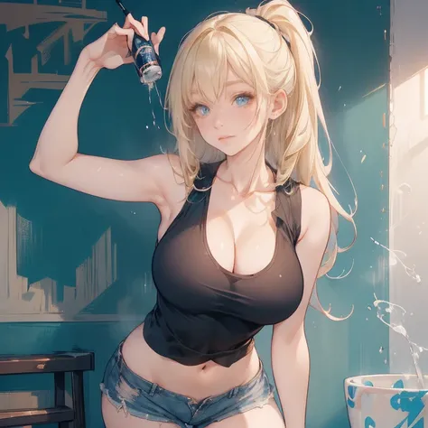 Anime Kawaii sexy Perfect Slim sensual body large breast and huge thighs, An intricate and highly detailed illustration of anime (Young girl) 最high qualiy、best quality image、work of art、adolescent((18-years old、 Becoming、vest bust、medium bust,wide open bre...