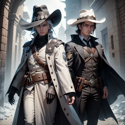 create me an rpg character from tormenta 20, arton, where is a gunslinger sheriff, uses two white revolvers and has a white hat,...