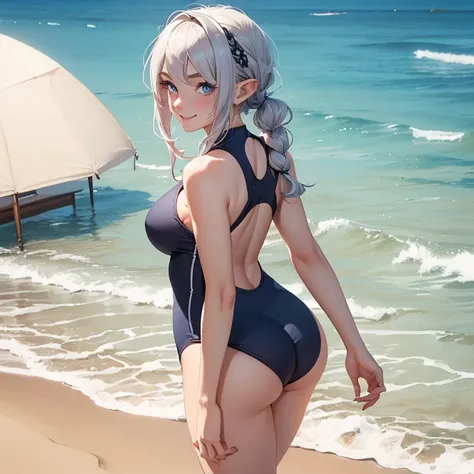 (Absurdres, best high quality, best high quality and very detailed features and textures, alone solo character)
{{(21 years old silver haired half-elf girl: (absolute beauty, face freckles, pale skin, silver hair tied in two high-twintails, beautiful blue ...