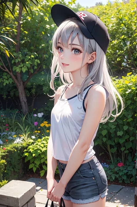 Best Quality,High resolution,8k,finelity detailed background,Masterpiece:1.2),beautiful girl,Glossy romance gray hair,Gray eyes,Gentle look,A refreshing look,smile,Best quality,Best Quality,Aesthetic and aesthetic:1.2,Best details((Super detailed))(High-de...