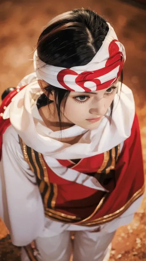 tanding alone kyoukai looking at viewer headband extremely beautiful girl posing perfect face detailed perfect body detailed beautiful art work full bod