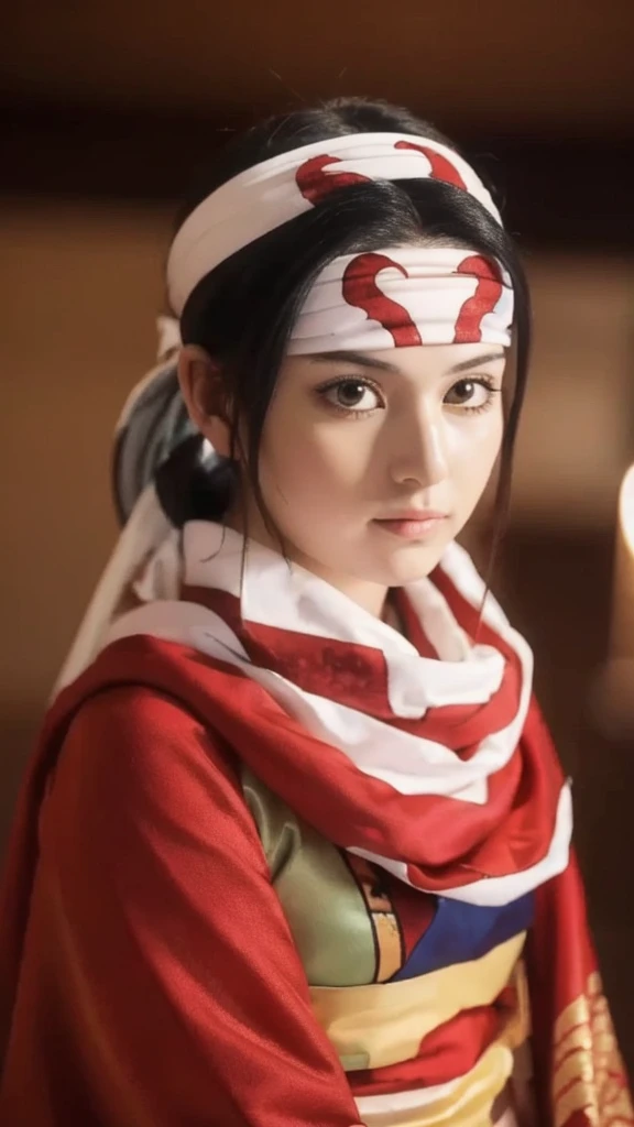 tanding alone kyoukai looking at viewer headband extremely beautiful girl posing perfect face detailed perfect body detailed beautiful art work full bod