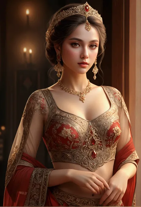 a redanian noble woman, in seethru undergarments, full body portrait handdrawn sketch, intricate detailed face, beautiful detailed eyes, beautiful detailed lips, extremely detailed eyes and face, long eyelashes, elegant posture, delicate features, soft lig...