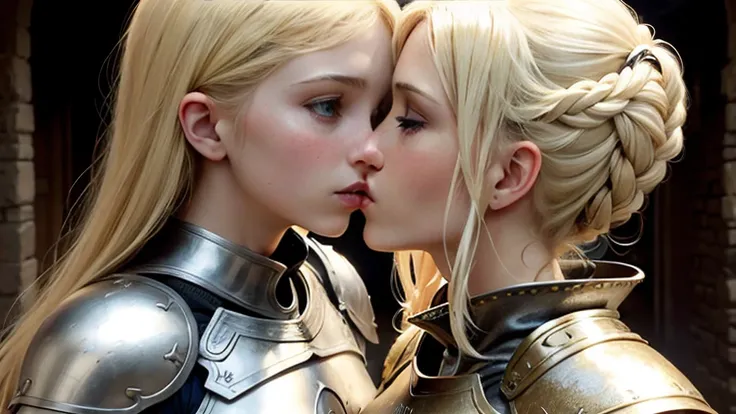 Blond girls white  Womans. Armor   Womans kiss