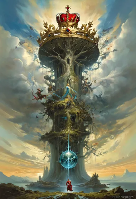 The English crown, Sick Obsession, Victory Over the Fallen Foe --w 1275 --h 1650, Abstract illusionism, peter mohrbacher