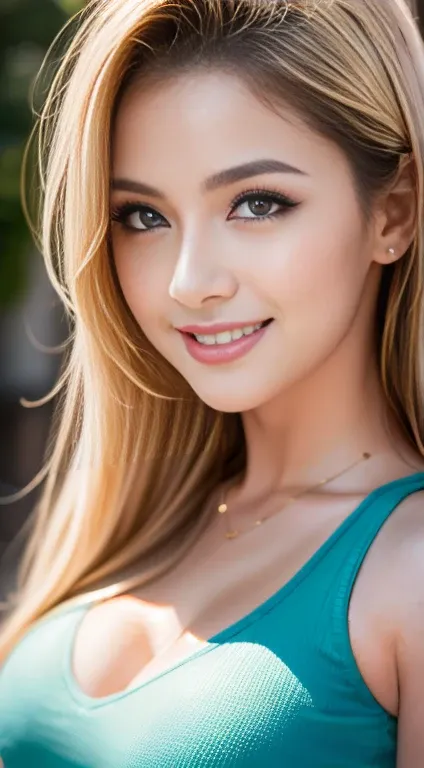 (Highest quality,Super detailed,Photorealistic:1.37),Bright and vibrant colors,Studio Lighting,Playful expressions,Stylish makeup,Long blonde hair fluttering in the wind,Captivating eyes,Glossy Lips,Sexy pose, cotton dress, Confident、Ultra Tight Wear、Capti...