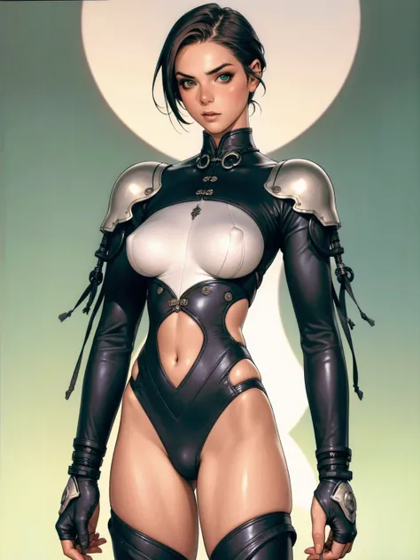 (((Annie Lennox))), ((( transparent suit ))), (((Bandaged body))), ((high collar)), (((dark bluish green))), (((best qualityer: 1.4))), (Unbeatable masterpiece), (hiper HD),(CG 8k hyper-realistic), (((brave face))), (((breasts big))), (((hyper feminine))),...