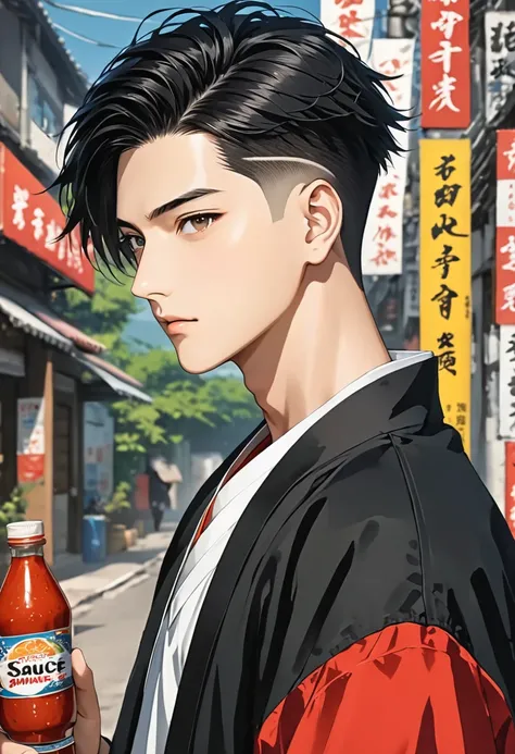 score_9, score_8_superior, score_7_superior,sauce_anime, High-resolution images,masterpiece,Highest quality,Beautiful Skin,Black Hair,Undercut Hair,anime_boy,