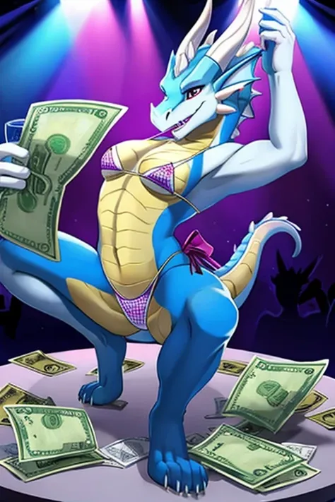 Snow dragon stripper bikini dancing money