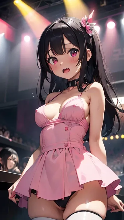 mastute piece,Best Quality,insanely detailed,8k cg,nsfw,
(shoot upper body:1.3),
(1girls:1.3),standing,looking at viewr,body in front,(arms behind back:1.4),(pink idol costume:1.3),(bare breasts:1.2),(bare nipples:1.2),
break,
blush,shy,(ecstasy face),(tre...