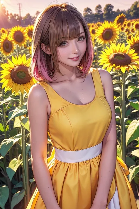 image quality:Highest Quality
Camera Focus: Blur the background
light:sidelight
person:20-year-old female,Japanese,
tracing: gal model tracing sunflower field、Sunflowers are blooming in abundance、Bright light、
Daytime hairstyles: Short Bob、With bangs
dress...