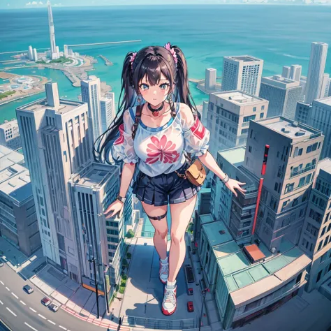 perspective from above giantess giant girl
masterpiece unreal engine anime style delicate picture 4k 90's giant crowd amusement ...