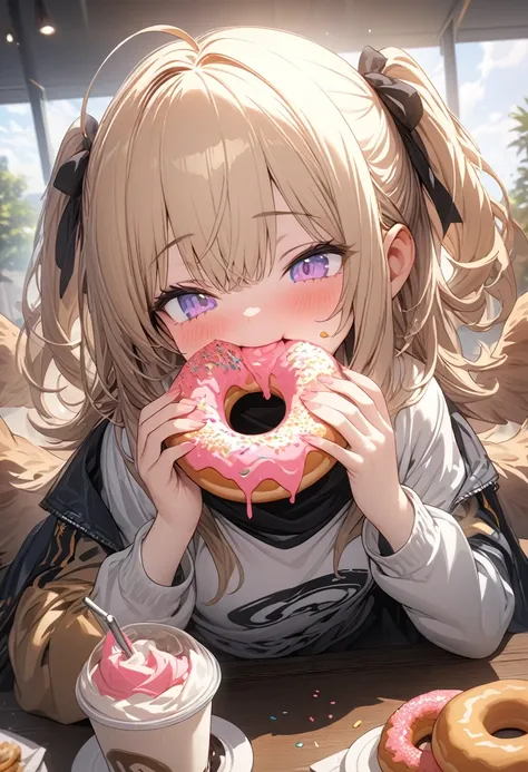 (eating donut), (masterpiece:1.2), 最high quality, high quality, (super detailed), 4k, high resolution, highly detailed cg, (mors...