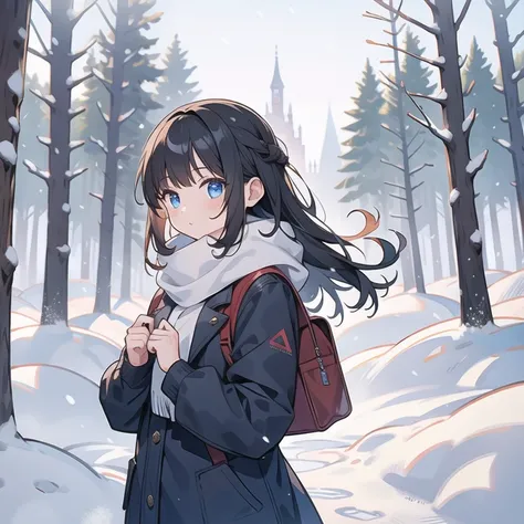 masterpiece, 1girl, snow, 