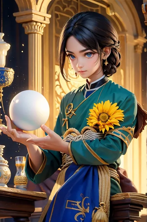 Young sorcerer with holding ball 