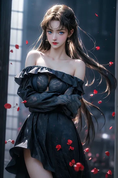 (Girl in a semi-transparent one-shoulder black miniskirt dress）, (photo realistic:1.4), (hyper realistic:1.4), (realistic:1.3), (smoother lighting:1.05), (increase cinematic lighting quality:0.9),. 32K, 1girl,20yo girl, realistic lighting, backlight, light...