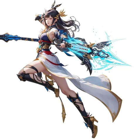 Anime girl flying in the air with a crossbow, With a crossbow in hand，bow箭，bow，Onmyoji detailed art, 《Genshin Impact》Zhongli,crossbow arrow， 《Genshin Impact》Keqing, Onmyoji, Full body fairy, heise jinyao, Genshin Impact角色, 绫香Genshin Impact冲击, Alylia, Onmyo...