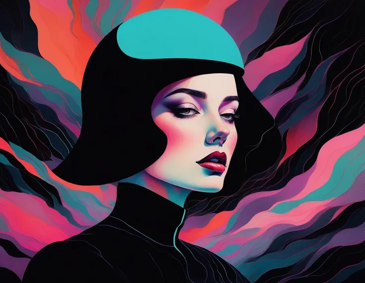 chiaroscuro technique on sensual illustration of an elegant woman, vintage , eerie, matte painting, by Hannah Dale, by Harumi Hironaka, extremely soft colors, vibrant, highly detailed, digital artwork, high contrast, dramatic, refined, tonal, revealing und...