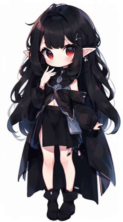 Pastel Goth AI, Fairy, Pointed Ears, Black hair mixed with red strands