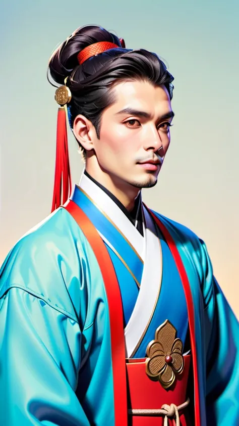 men wearing ancient chinese clothes and with ancient chinese hairstyles